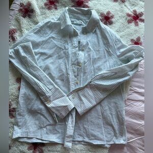 Zara White Checkered button down Shirt